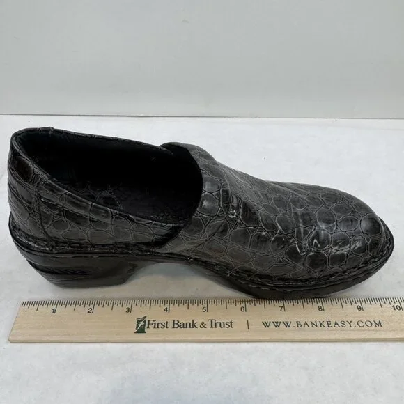 BOC Born Concept Womens Size 7 Gray Croc Faux Leather Peggy Slip On Clogs Shoes - Picture 15 of 15
